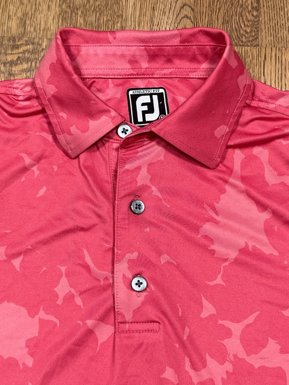 Footjoy Athletic Fit Pink Floral Camo Performance Golf Polo Shirt Mens Medium